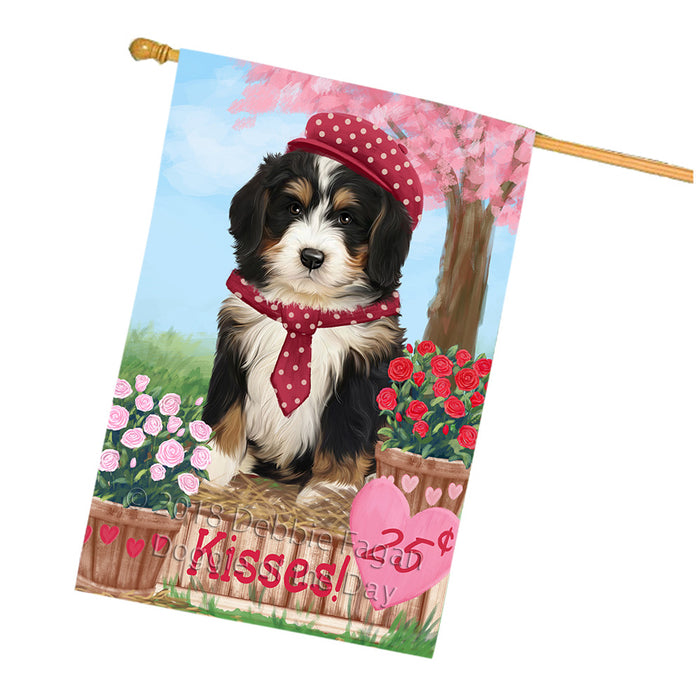 Rosie 25 Cent Kisses Bernedoodle Dog House Flag FLG56503