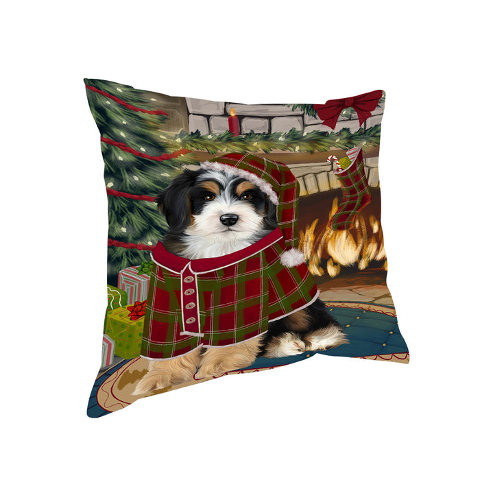 The Stocking was Hung Bernedoodle Dog Pillow PIL69744