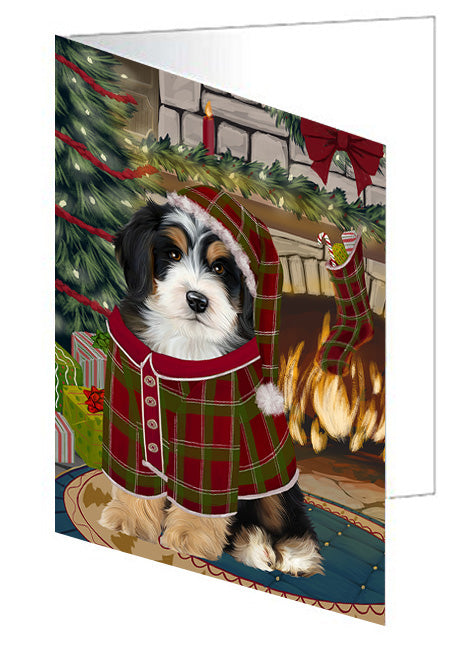 The Stocking was Hung French Bulldog Handmade Artwork Assorted Pets Greeting Cards and Note Cards with Envelopes for All Occasions and Holiday Seasons GCD70436