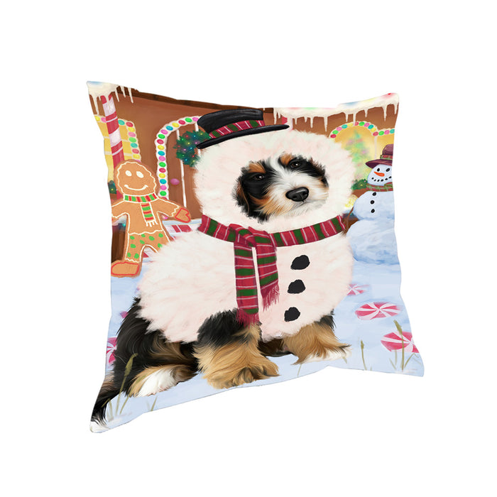 Christmas Gingerbread House Candyfest Bernedoodle Dog Pillow PIL78996