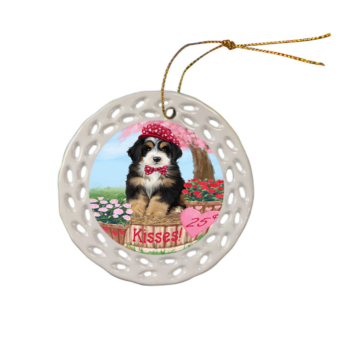 Rosie 25 Cent Kisses Bernedoodle Dog Ceramic Doily Ornament DPOR56176