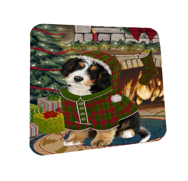 The Stocking was Hung Bernedoodle Dog Coasters Set of 4 CST55163