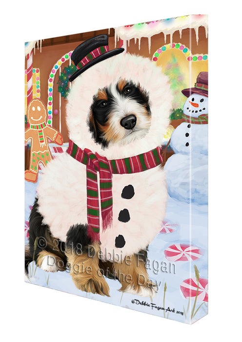 Christmas Gingerbread House Candyfest Bernedoodle Dog Canvas Print Wall Art Décor CVS127808