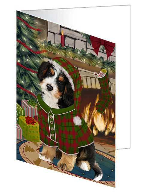 The Stocking was Hung French Bulldog Handmade Artwork Assorted Pets Greeting Cards and Note Cards with Envelopes for All Occasions and Holiday Seasons GCD70433