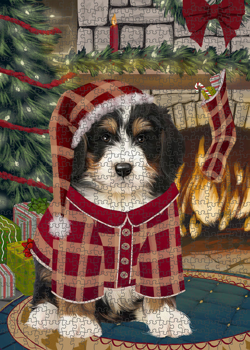 The Stocking was Hung Bernedoodle Dog Puzzle with Photo Tin PUZL89028
