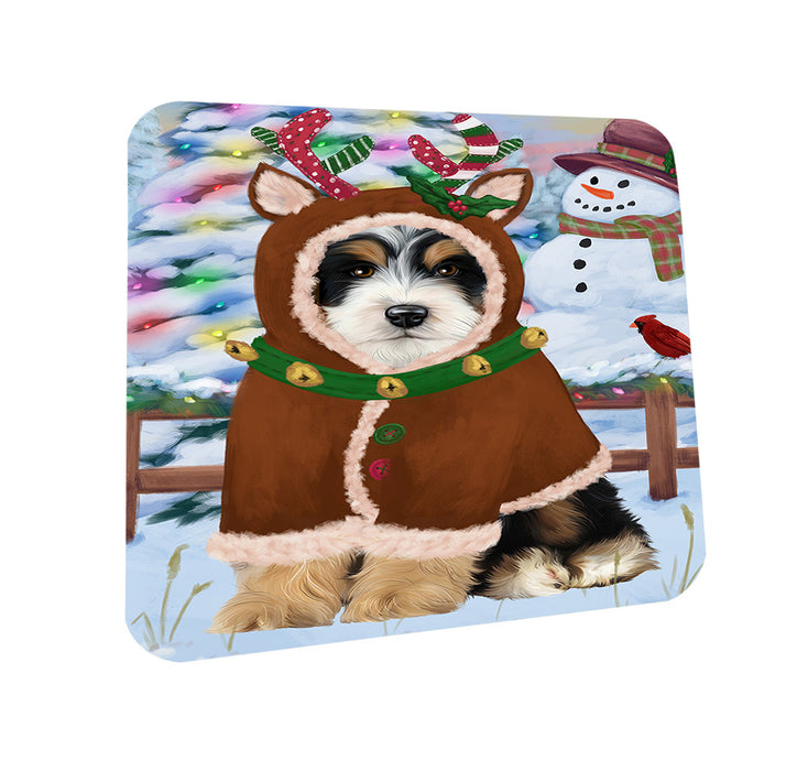 Christmas Gingerbread House Candyfest Bernedoodle Dog Coasters Set of 4 CST56135