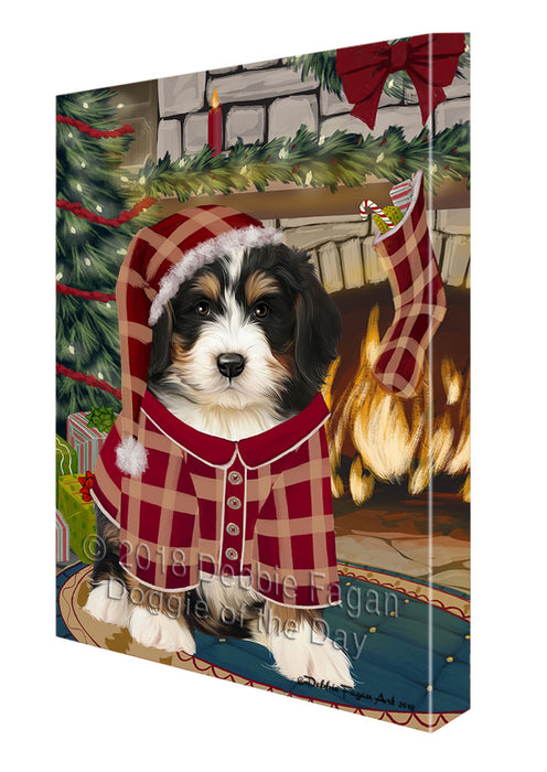 The Stocking was Hung Bernedoodle Dog Canvas Print Wall Art Décor CVS116783