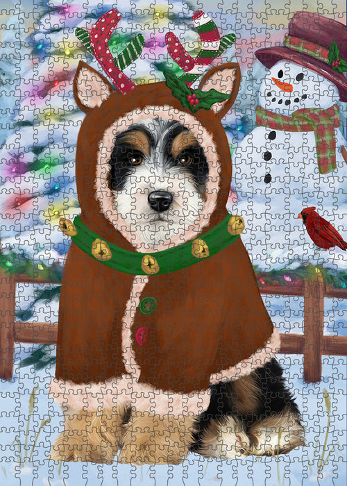 Christmas Gingerbread House Candyfest Bernedoodle Dog Puzzle with Photo Tin PUZL92908