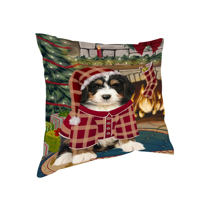 The Stocking was Hung Bernedoodle Dog Pillow PIL69752
