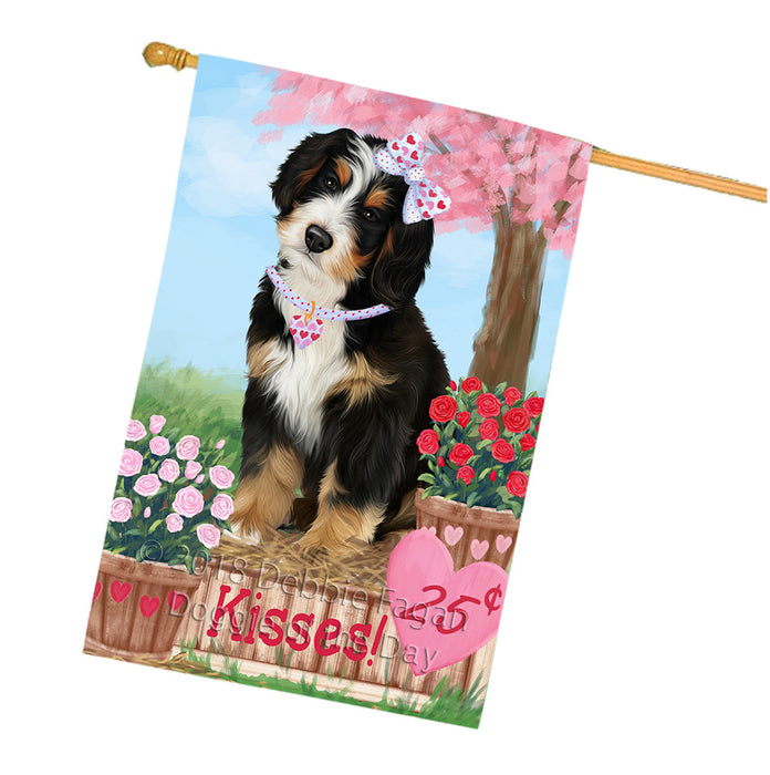 Rosie 25 Cent Kisses Bernedoodle Dog House Flag FLG56505