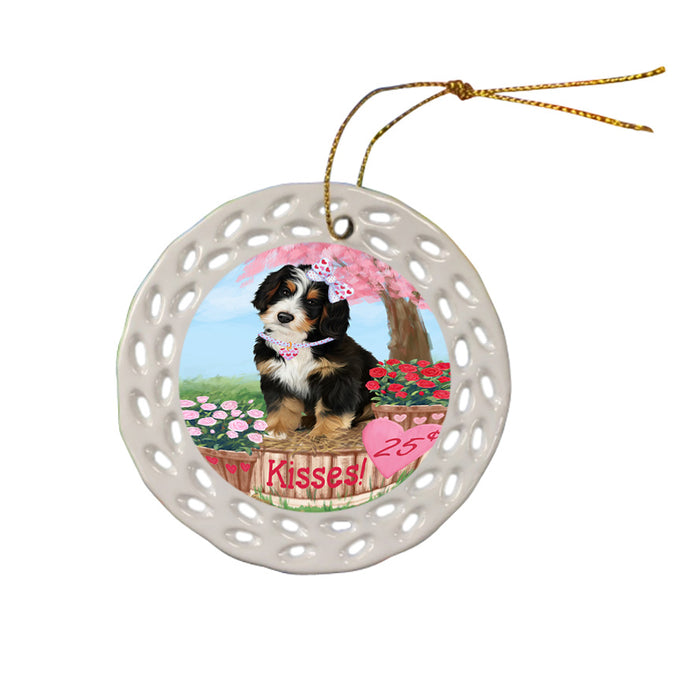 Rosie 25 Cent Kisses Bernedoodle Dog Ceramic Doily Ornament DPOR56177