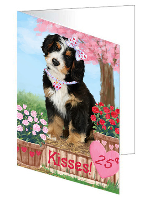 Rosie 25 Cent Kisses Bernedoodle Dog Handmade Artwork Assorted Pets Greeting Cards and Note Cards with Envelopes for All Occasions and Holiday Seasons GCD71978