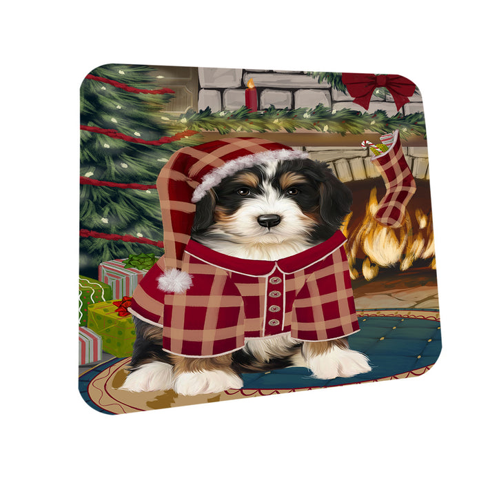 The Stocking was Hung Bernedoodle Dog Coasters Set of 4 CST55164