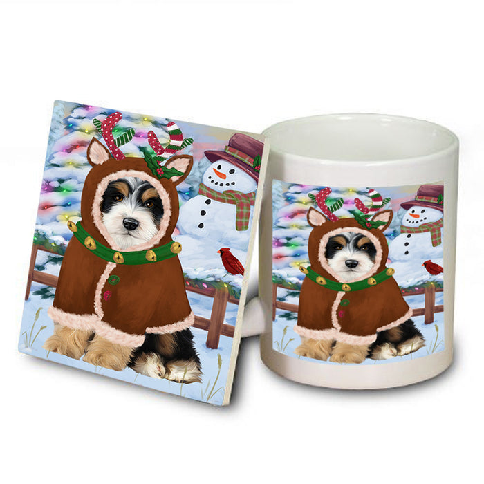 Christmas Gingerbread House Candyfest Bernedoodle Dog Mug and Coaster Set MUC56169