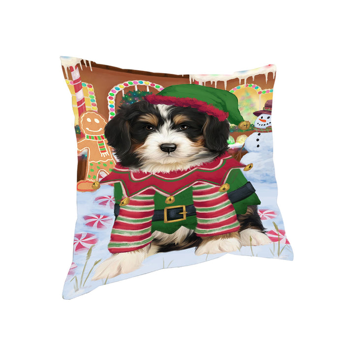 Christmas Gingerbread House Candyfest Bernedoodle Dog Pillow PIL79004