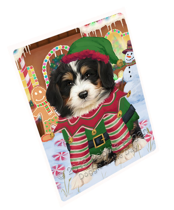 Christmas Gingerbread House Candyfest Bernedoodle Dog Magnet MAG73673 (Small 5.5" x 4.25")