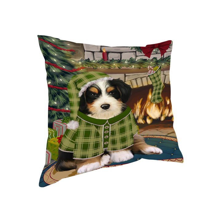 The Stocking was Hung Bernedoodle Dog Pillow PIL69756