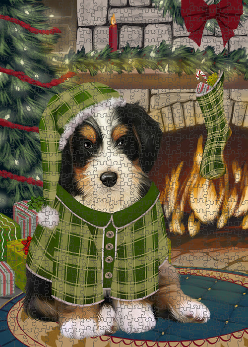The Stocking was Hung Bernedoodle Dog Puzzle with Photo Tin PUZL89032