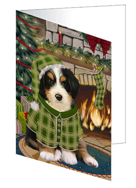 The Stocking was Hung French Bulldog Handmade Artwork Assorted Pets Greeting Cards and Note Cards with Envelopes for All Occasions and Holiday Seasons GCD70427