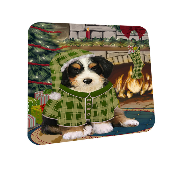 The Stocking was Hung Bernedoodle Dog Coasters Set of 4 CST55165