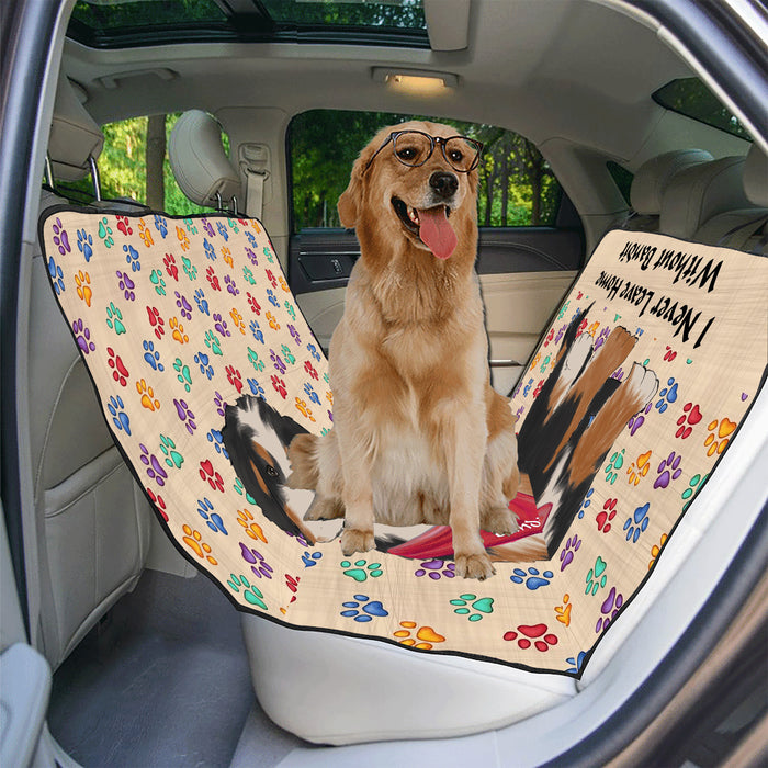 Personalized I Never Leave Home Paw Print Bernedoodle Dogs Pet Back Car Seat Cover