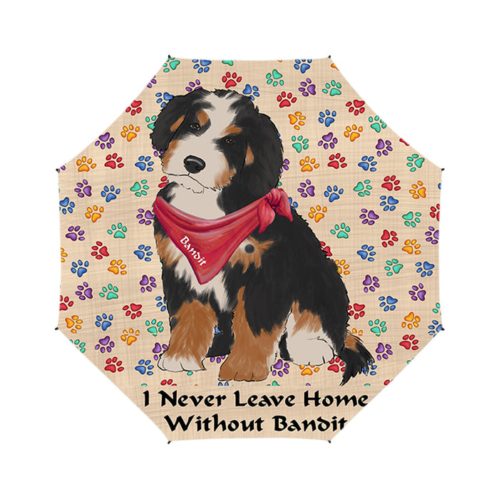 Custom Pet Name Personalized I never Leave Home Bernedoodle Dog Semi-Automatic Foldable Umbrella