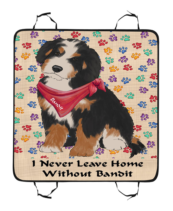 Personalized I Never Leave Home Paw Print Bernedoodle Dogs Pet Back Car Seat Cover