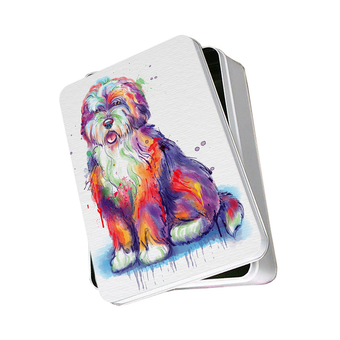 Watercolor Bernedoodle Dog Photo Storage Tin PITN57017