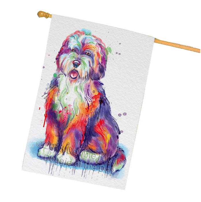 Watercolor Bernedoodle Dog House Flag FLG65098