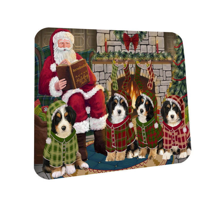 Christmas Cozy Holiday Tails Bernedoodles Dog Coasters Set of 4 CST55057