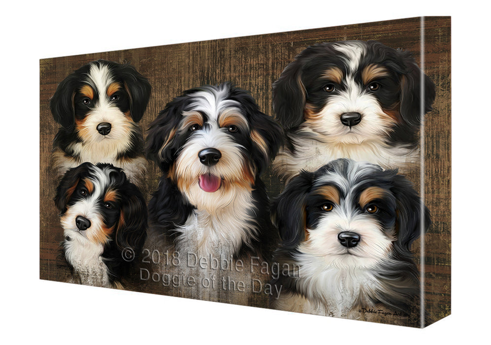 Rustic 5 Bernedoodles Dog Canvas Wall Art CVS61518