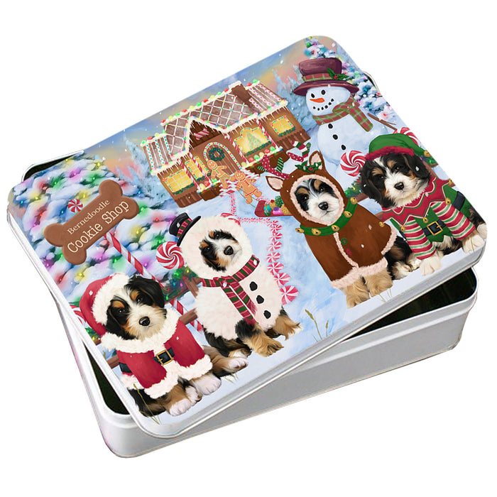 Holiday Gingerbread Cookie Shop Bernedoodles Dog Photo Storage Tin PITN56167