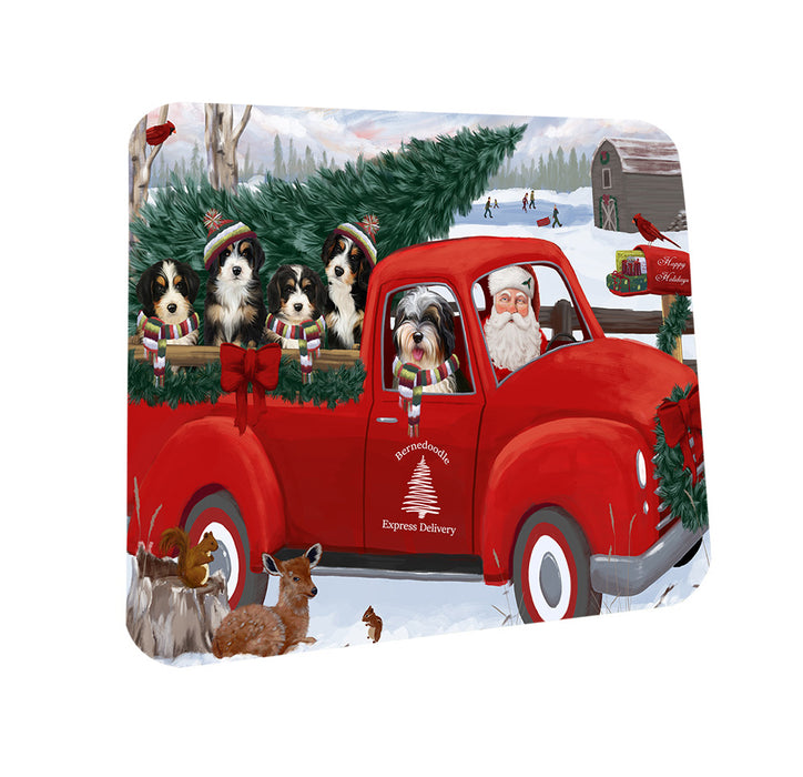 Christmas Santa Express Delivery Bernedoodles Dog Family Coasters Set of 4 CST54968