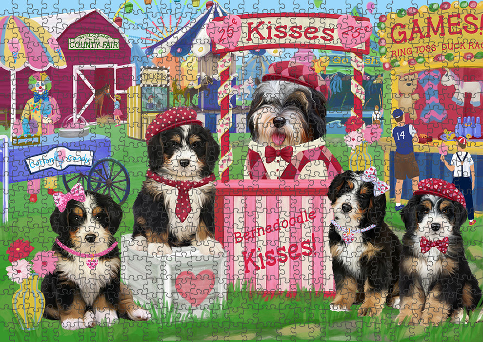 Carnival Kissing Booth Bernedoodles Dog Puzzle with Photo Tin PUZL91336