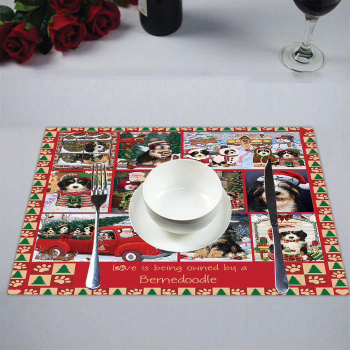 Love is Being Owned Christmas Bernedoodle Dogs Placemat