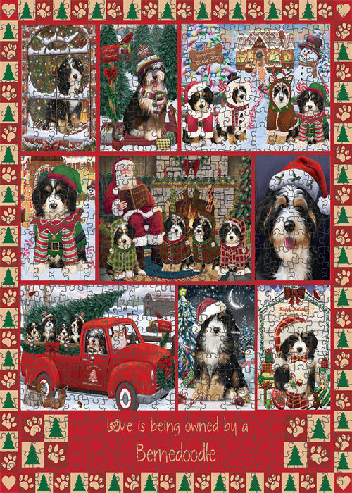 Love is Being Owned Christmas Bernedoodle Dogs Puzzle with Photo Tin PUZL99272