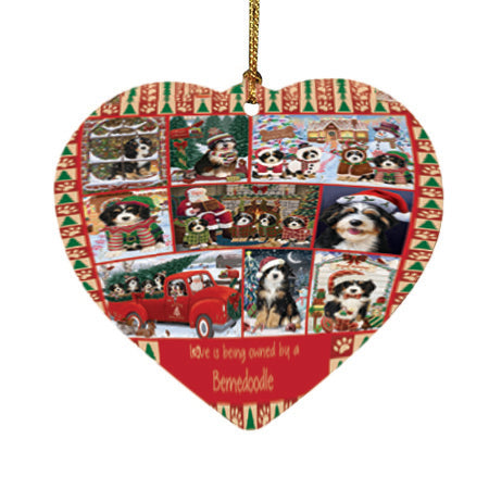 Love is Being Owned Christmas Bernedoodle Dogs Heart Christmas Ornament HPOR57826