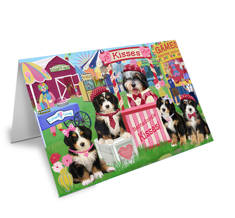 Carnival Kissing Booth Bernedoodles Dog Handmade Artwork Assorted Pets Greeting Cards and Note Cards with Envelopes for All Occasions and Holiday Seasons GCD71864