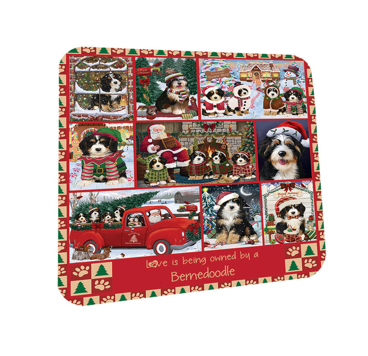 Love is Being Owned Christmas Bernedoodle Dogs Coasters Set of 4 CST57157