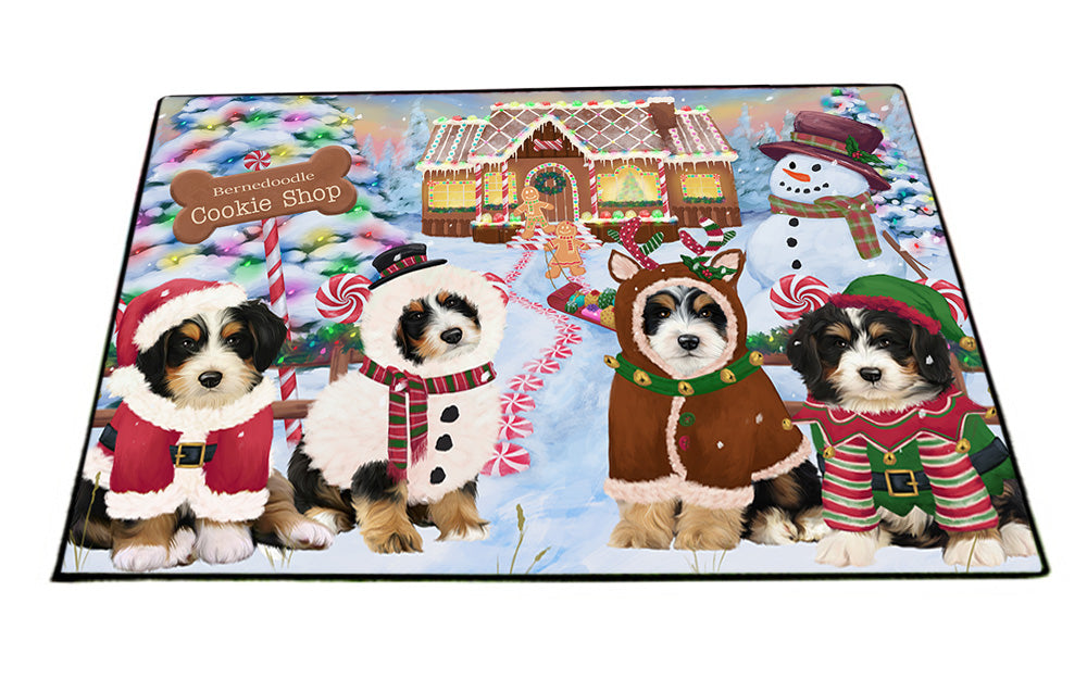Holiday Gingerbread Cookie Shop Bernedoodles Dog Floormat FLMS53139