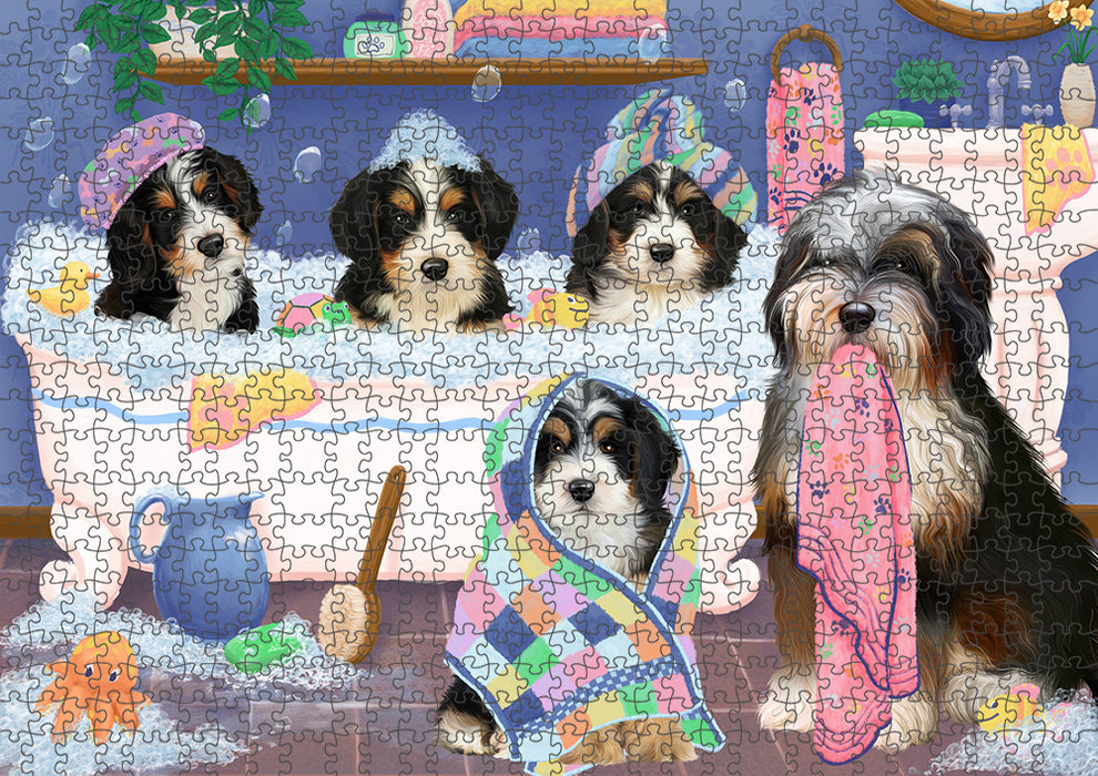 Rub A Dub Dogs In A Tub Bernedoodles Dog Puzzle with Photo Tin PUZL95300