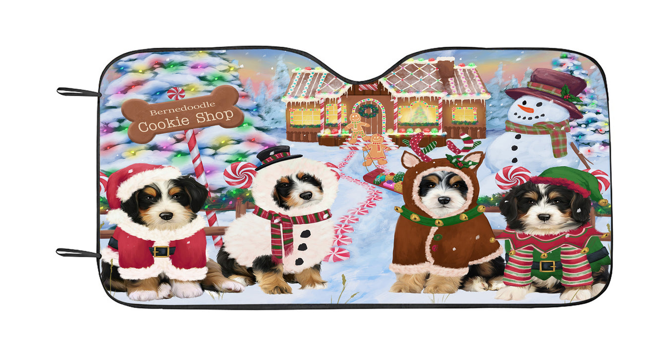 Holiday Gingerbread Cookie Bernedoodle Dogs Car Sun Shade