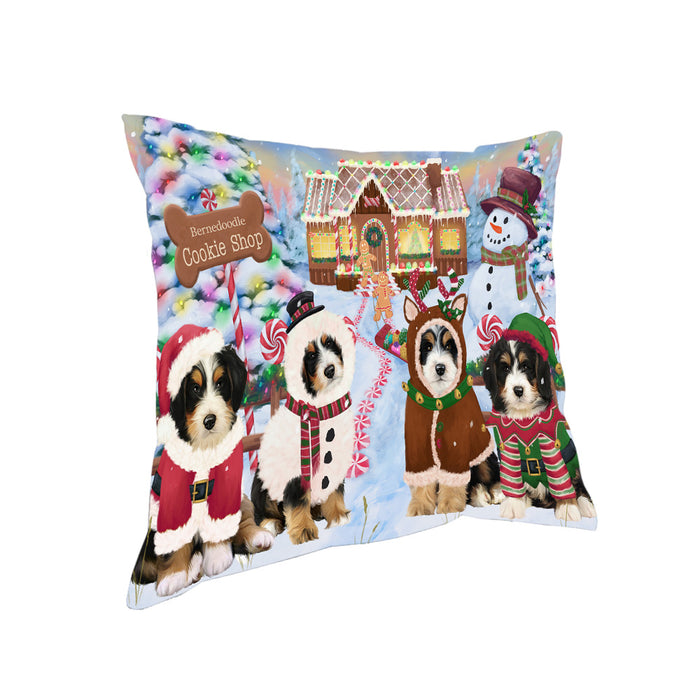Holiday Gingerbread Cookie Shop Bernedoodles Dog Pillow PIL78712