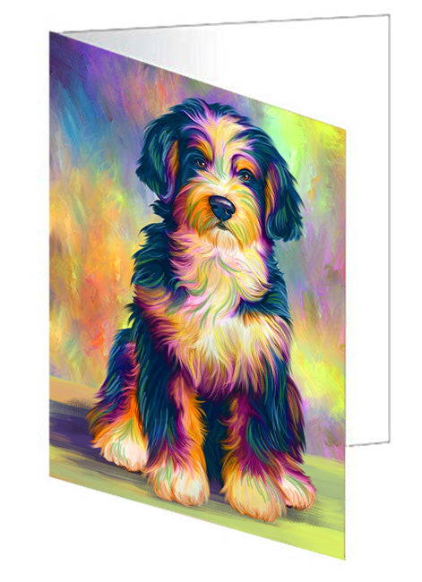 Paradise Wave Bernedoodle Dog Handmade Artwork Assorted Pets Greeting Cards and Note Cards with Envelopes for All Occasions and Holiday Seasons GCD72683
