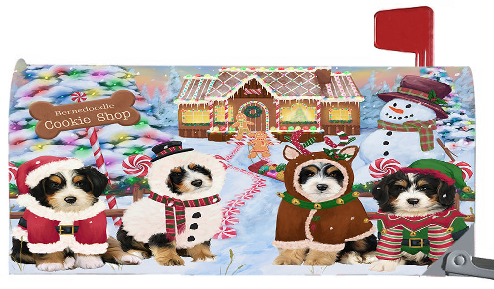 Christmas Holiday Gingerbread Cookie Shop Bernedoodle Dogs 6.5 x 19 Inches Magnetic Mailbox Cover Post Box Cover Wraps Garden Yard Décor MBC48966