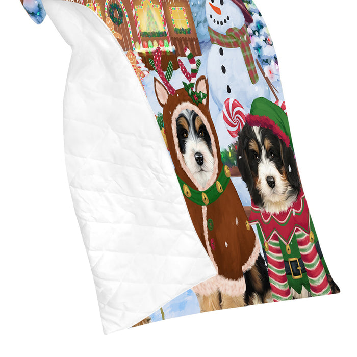 Holiday Gingerbread Cookie Bernedoodle Dogs Quilt