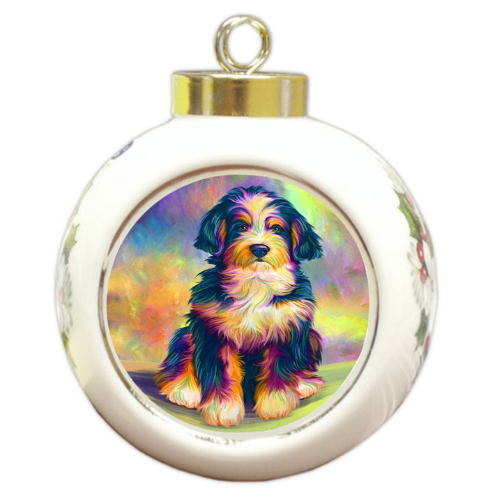 Paradise Wave Bernedoodle Dog Round Ball Christmas Ornament RBPOR56412