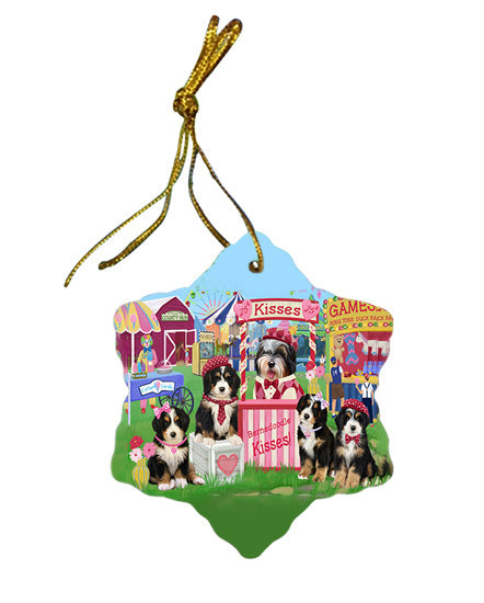Carnival Kissing Booth Bernedoodles Dog Star Porcelain Ornament SPOR56139