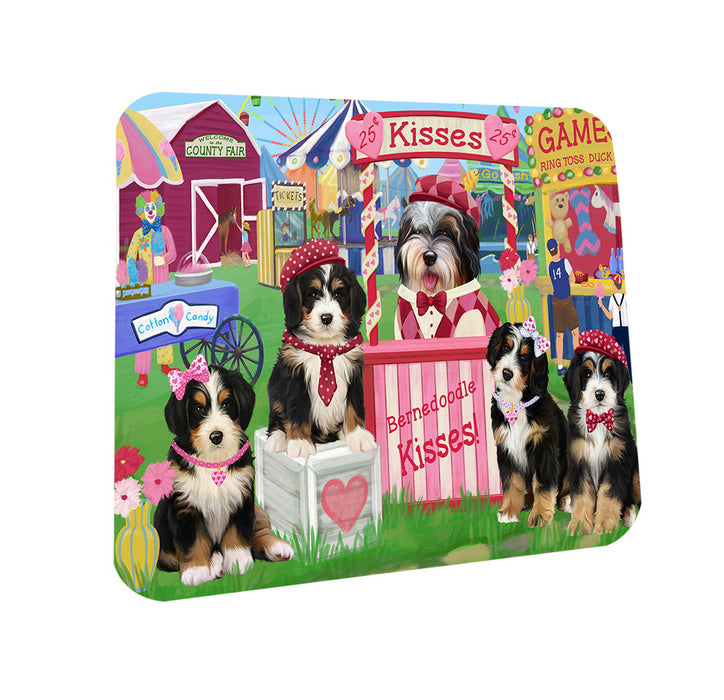 Carnival Kissing Booth Bernedoodles Dog Coasters Set of 4 CST55741