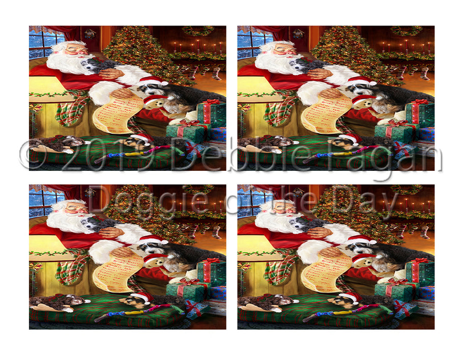 Santa Sleeping with Bernedoodlle Dogs Placemat